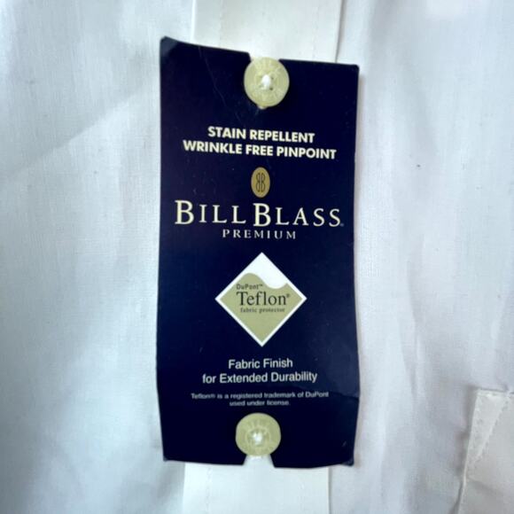Cotton Bill Blass Wright Group Wrinkle Free Shirt Mens XL White Logo Button Down - Picture 9 of 9